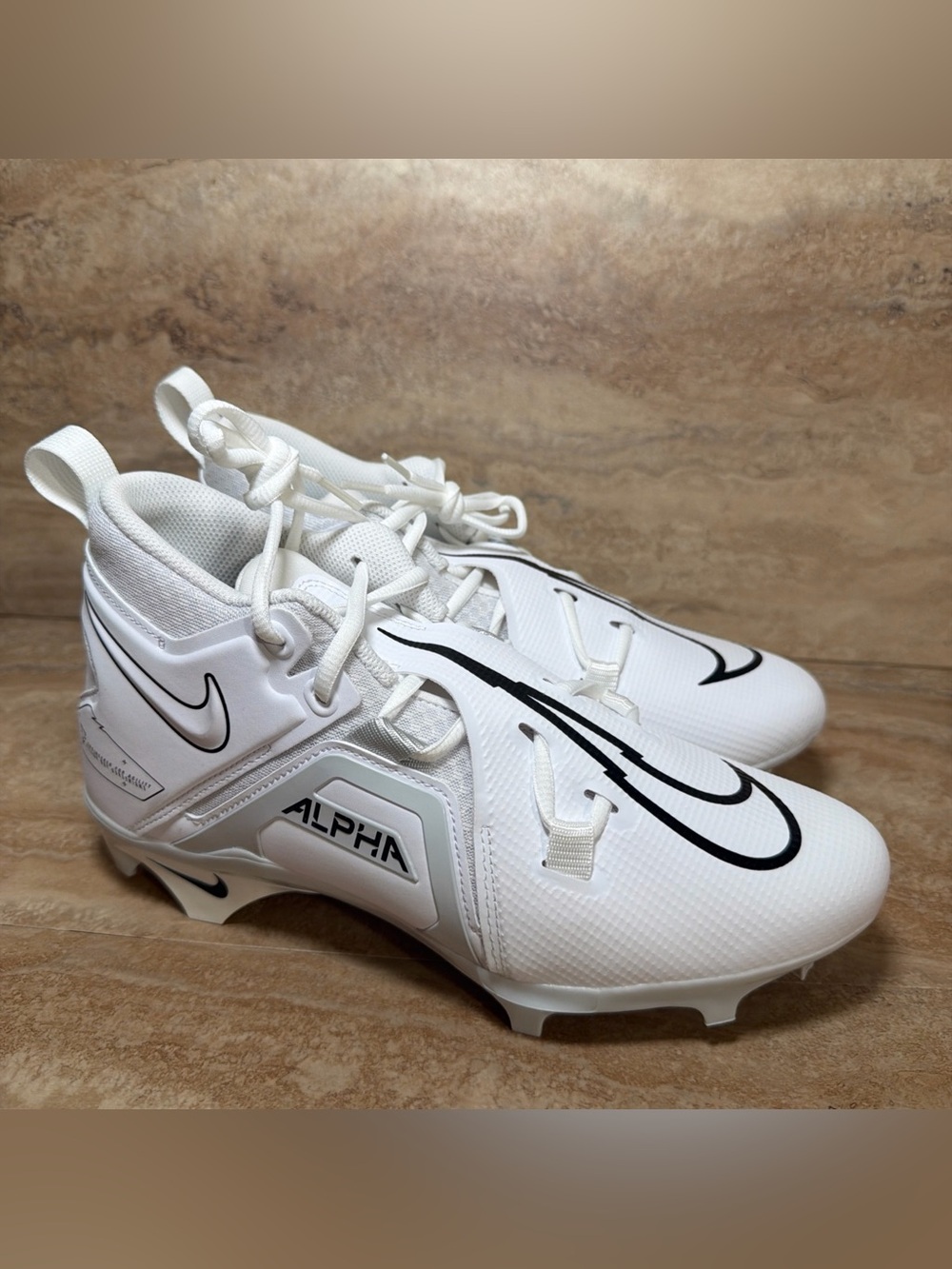 Nike Alpha Menace Pro 3 Football Cleats White CT6649-109 Men Size 8.5